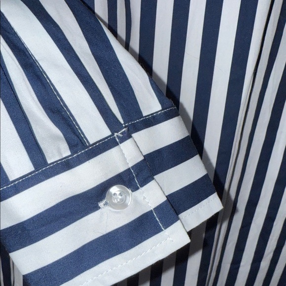 Steve Madden Navy and White Striped Oversize Maxi Painters Shirt Dress Women’s M - Picture 5 of 7